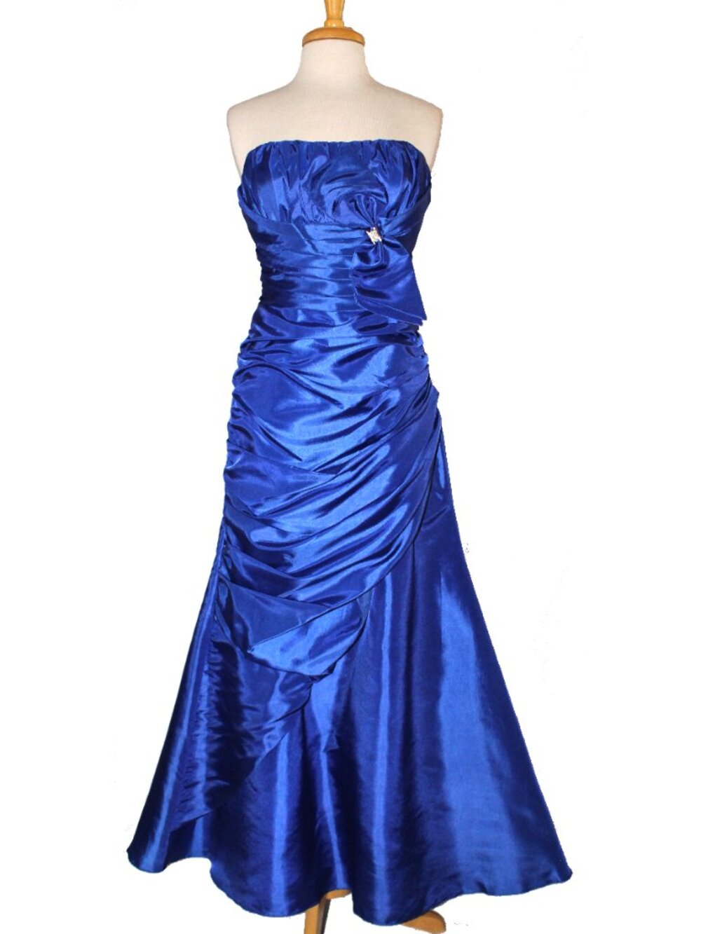Star Box #835 Taffeta with Ruching Formal Prom Gown-Size M-ROYAL BLUE-NWT